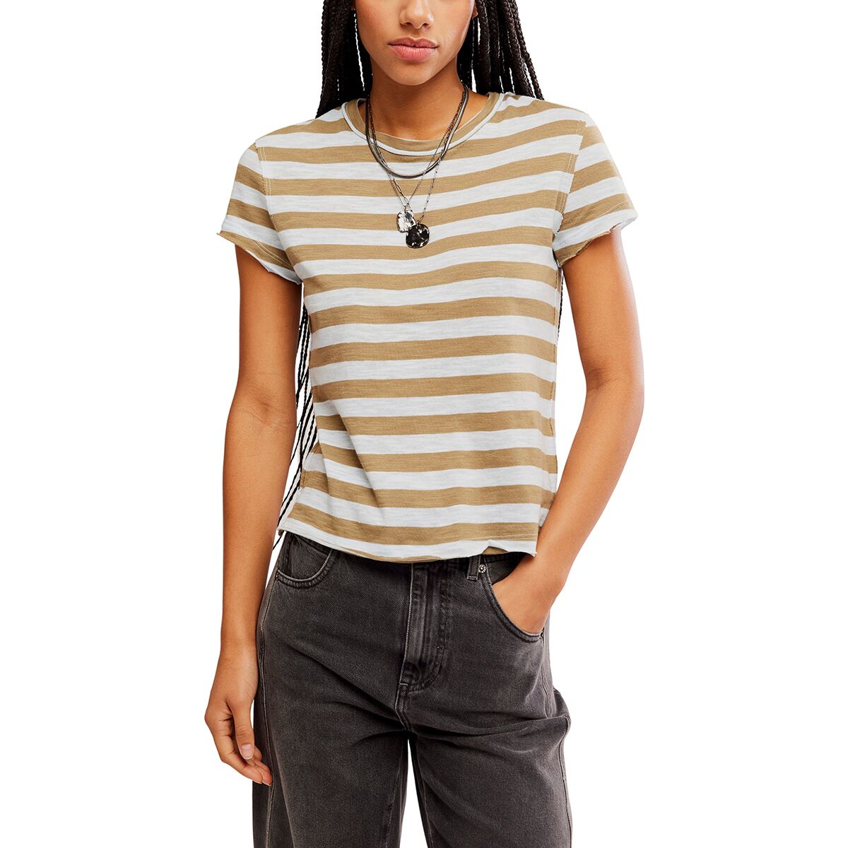 Image of Free People Nora T-Shirt - Women's Green Combo, XL