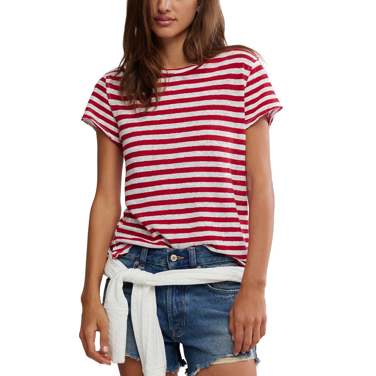 Image of Free People Nora T-Shirt - Women's Red Combo, XS