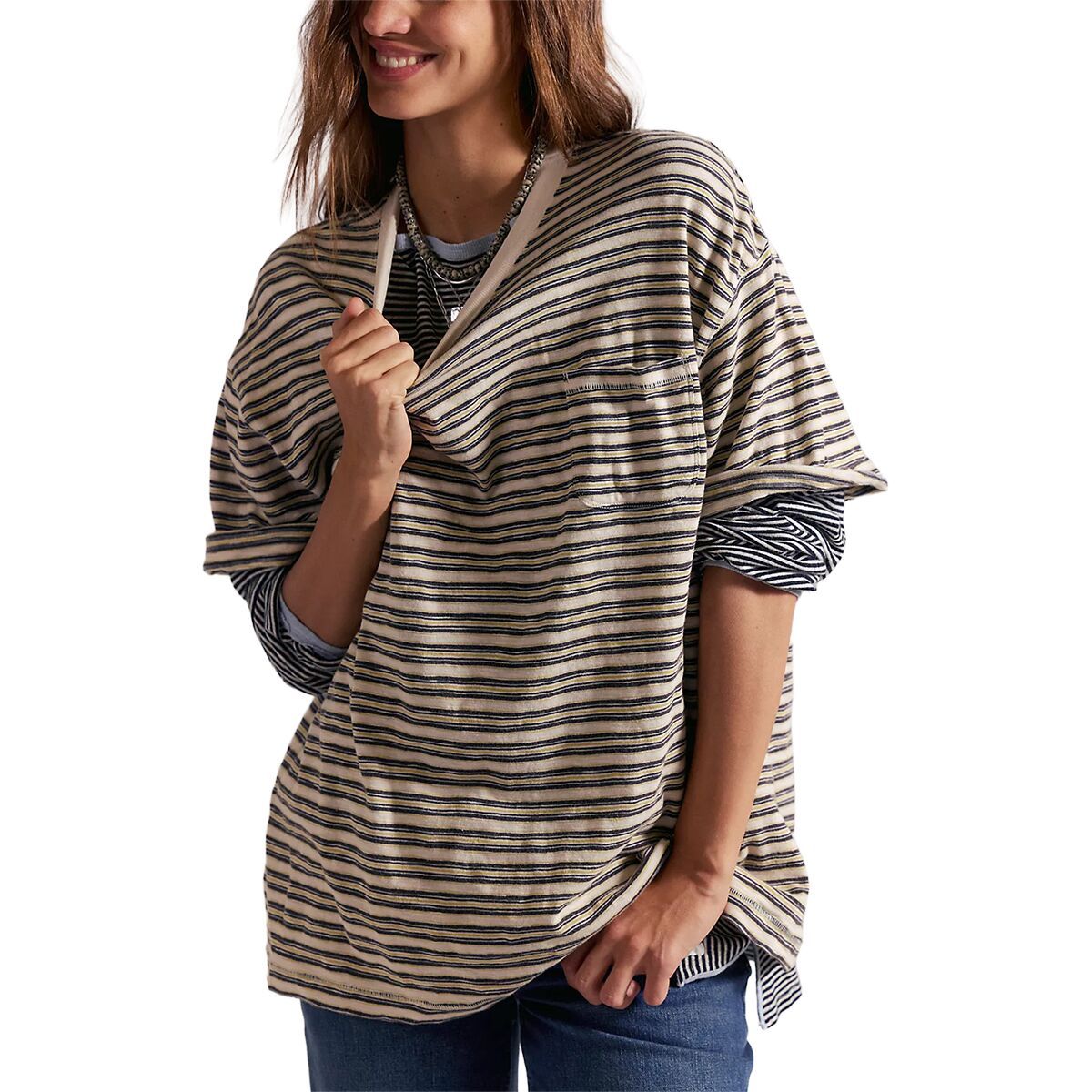 Image of Free People All Love Stripe Pocket Shirt - Women's Tea Combo, L