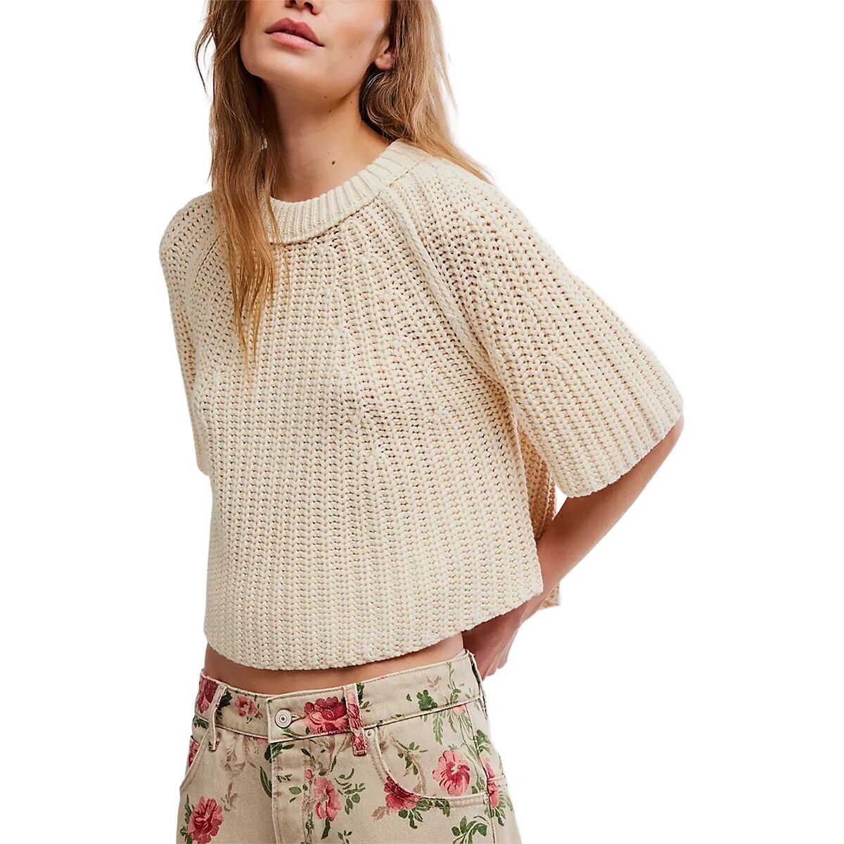 Image of Free People Amy Sweater T-Shirt - Women's Whisper White, L