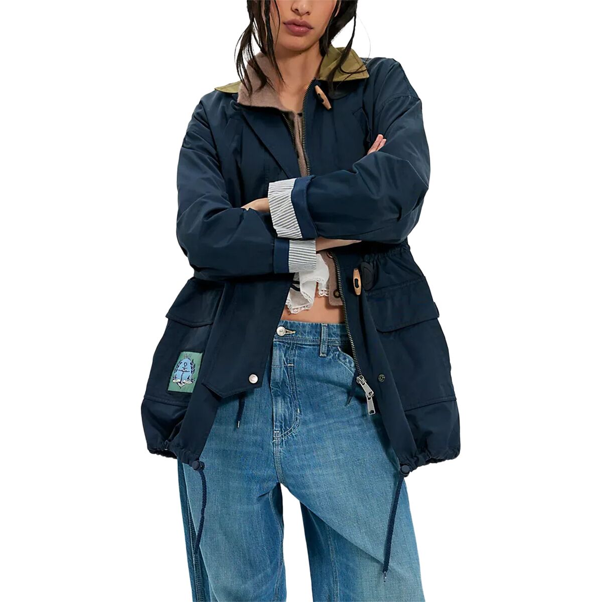 Image of Free People Captains Jacket - Women's Navy Combo, XS