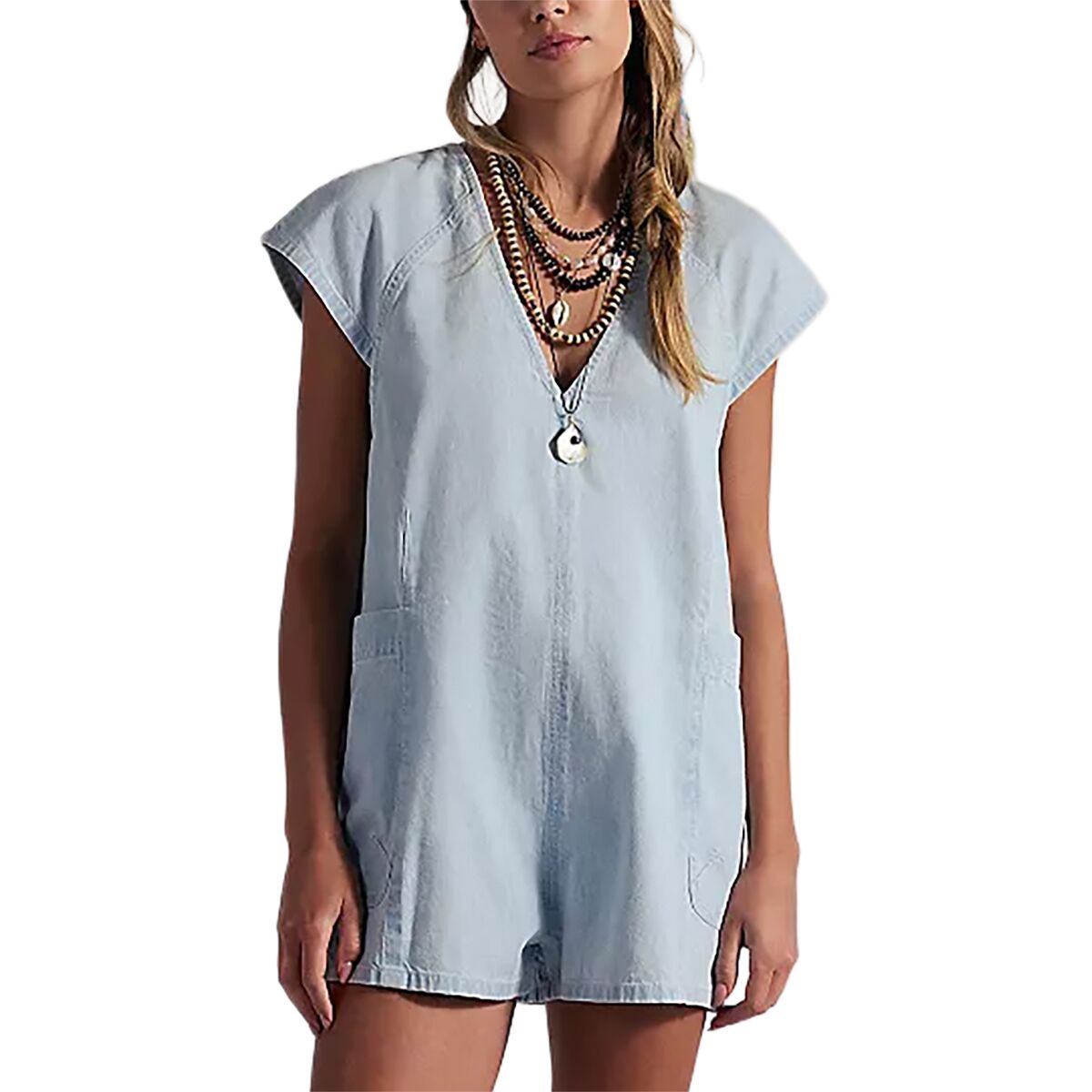 Image of Free People Free Fall Denim Romper - Women's Water, M