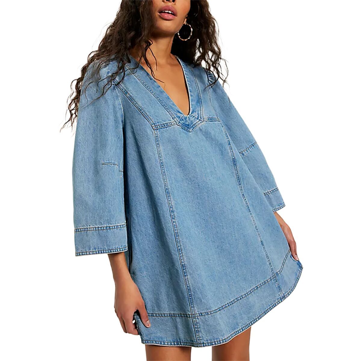 Image of Free People Goldie Baloon Sleeve Dress - Women's Celestial Blue, S