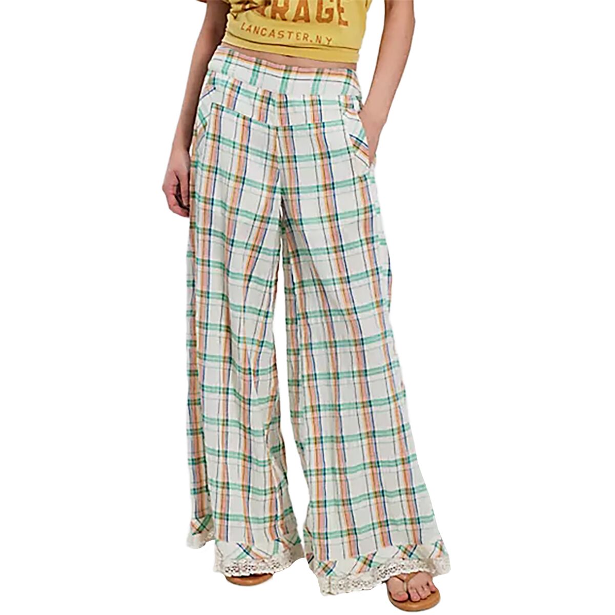 Image of Free People Hour Glass Wide Leg Pant - Women's Ivory Combo, XS