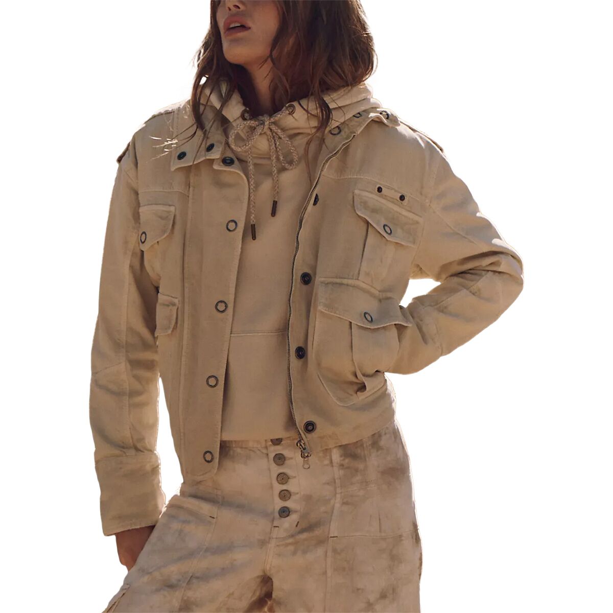 Image of Free People Kali Washed Jacket - Women's Morning Oat, XS