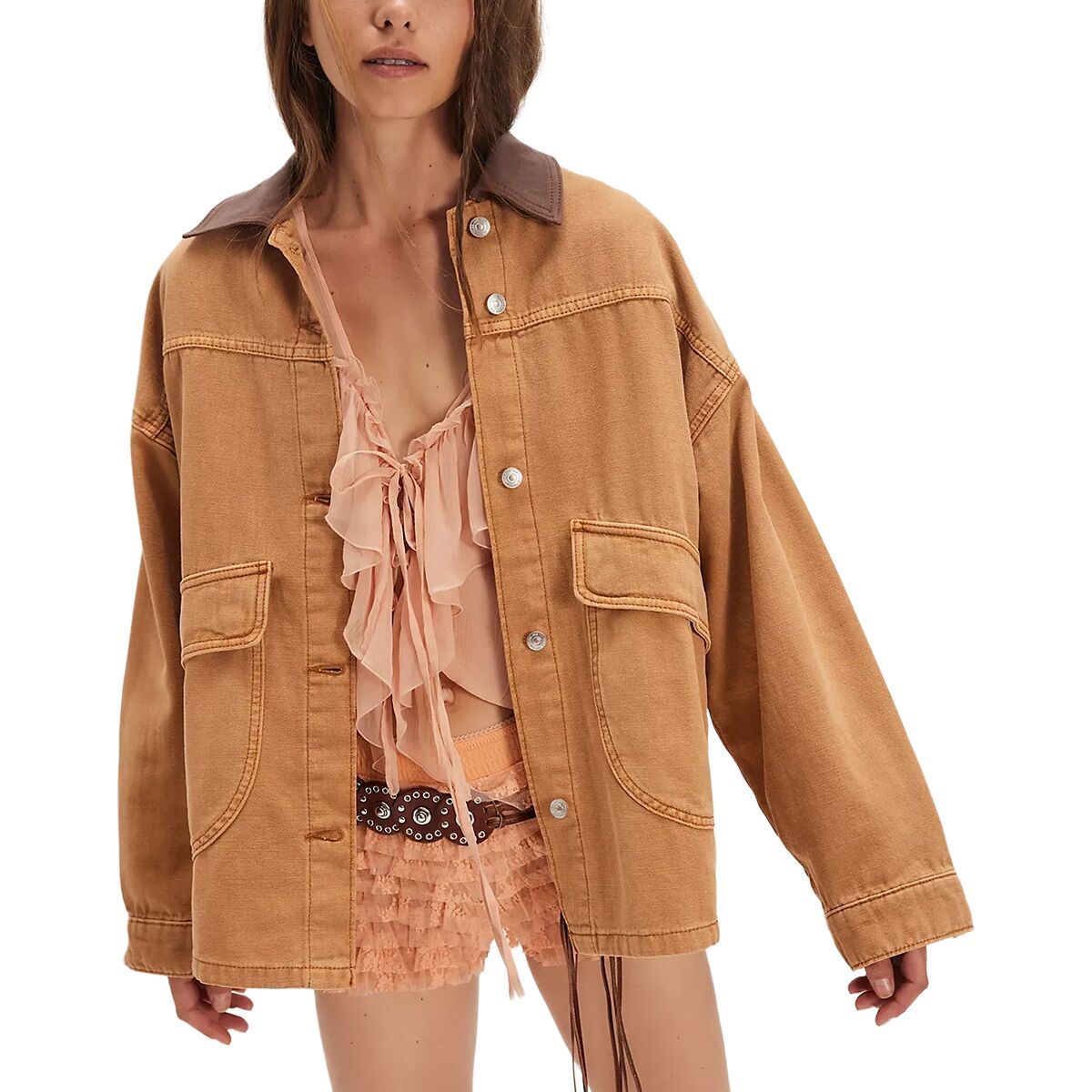 Image of Free People Lemon Denim Jacket - Women's Meerkat, L