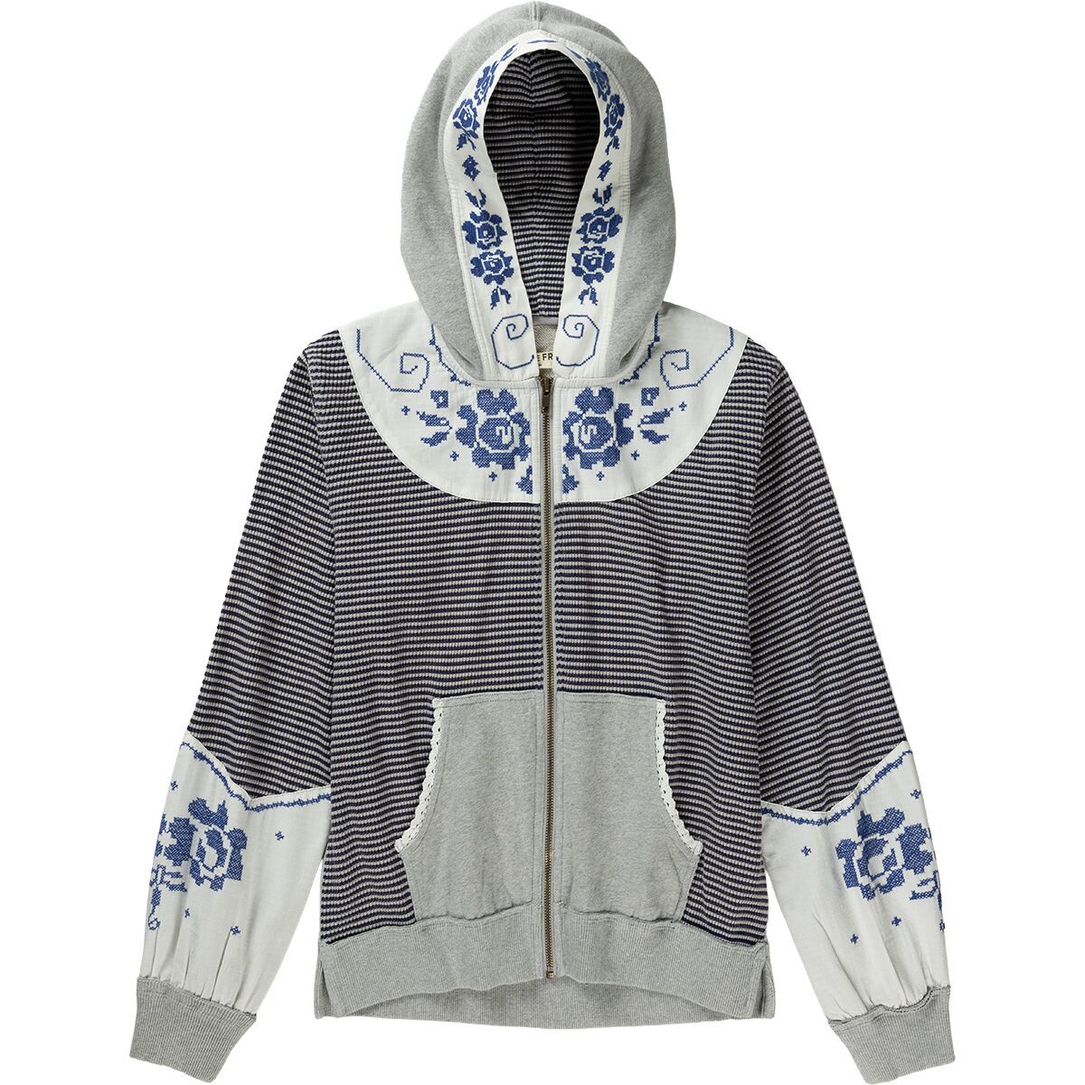 Image of Free People Lydia Full-Zip Hoodie - Women's Grey Combo, M