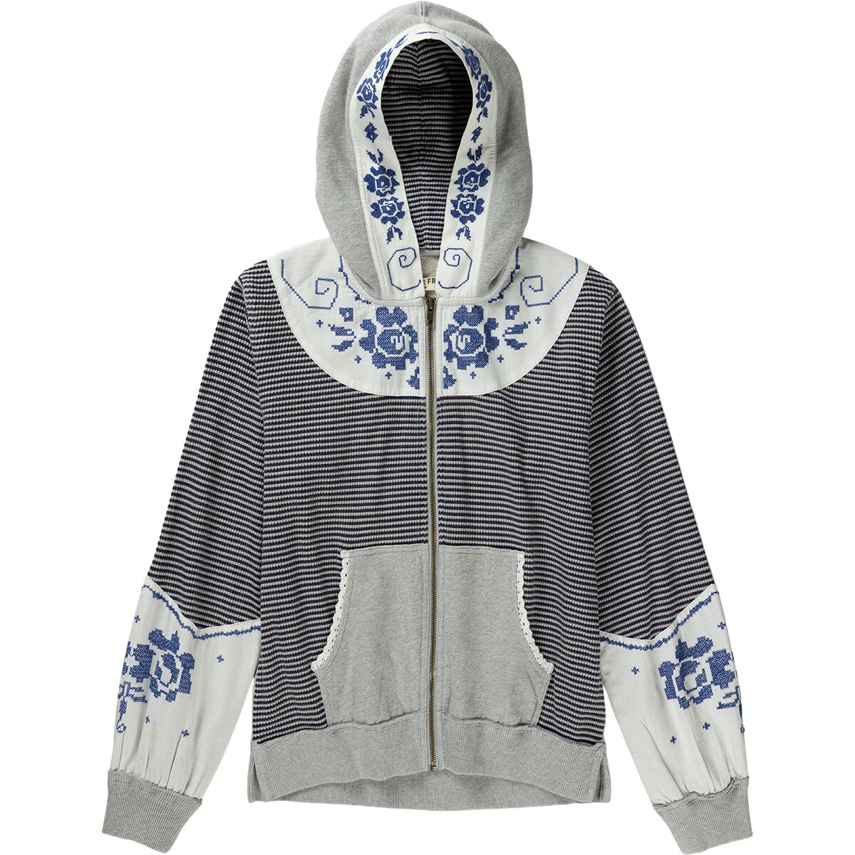 Image of Free People Lydia Full-Zip Hoodie - Women's Grey Combo, S
