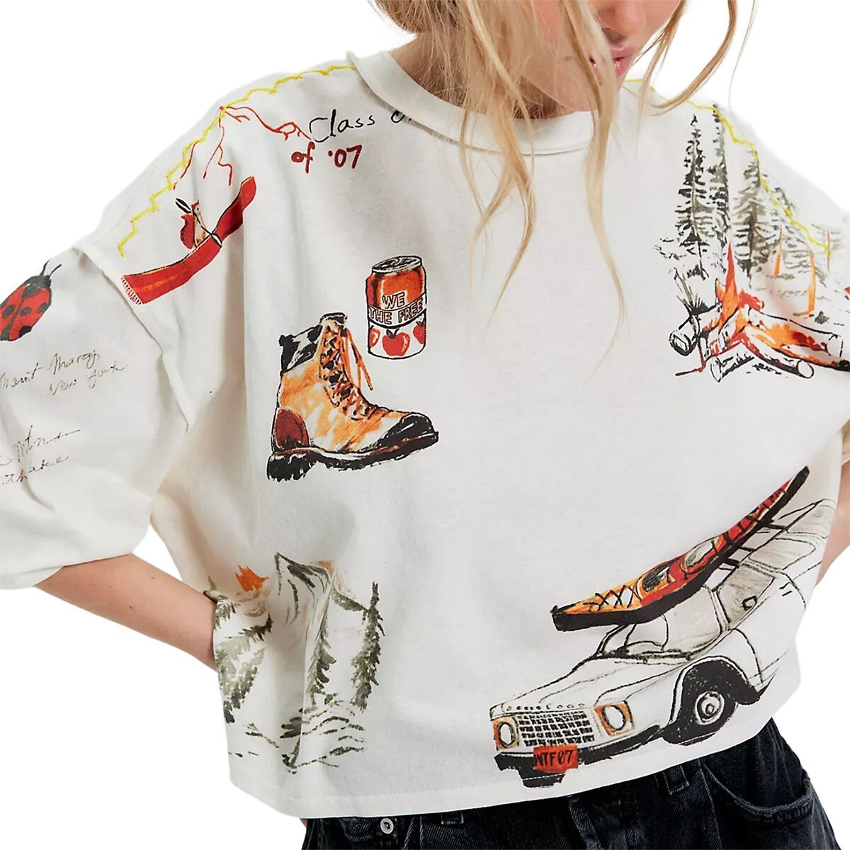 Image of Free People Mountain View Graphic T-Shirt - Women's Ivory Combo, XS