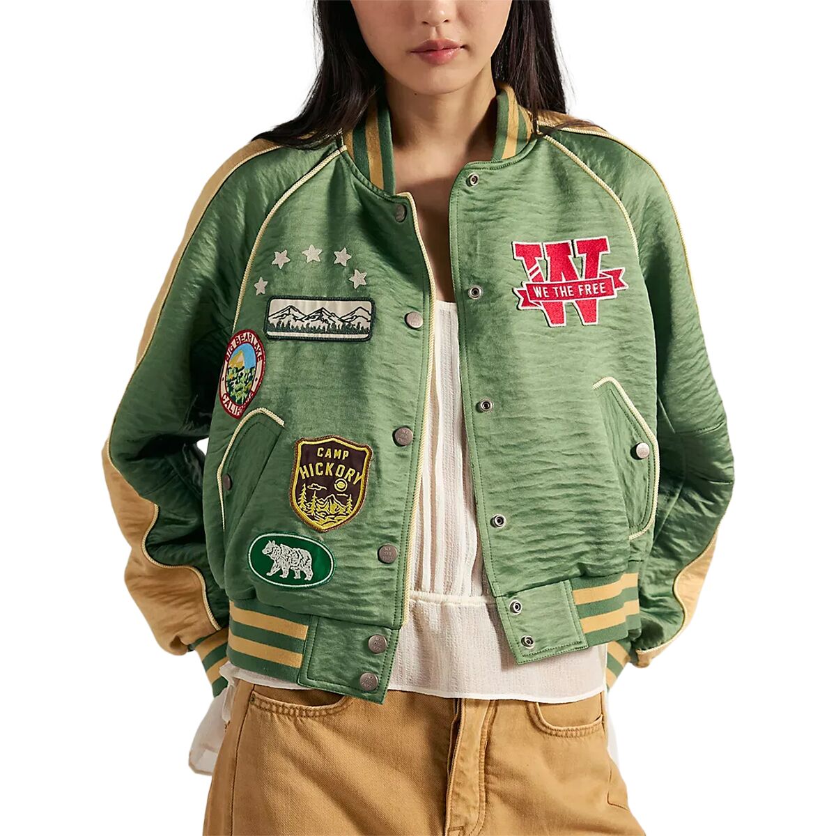 Image of Free People Star Power Souvenir Jacket - Women's Vintage Green Combo, M