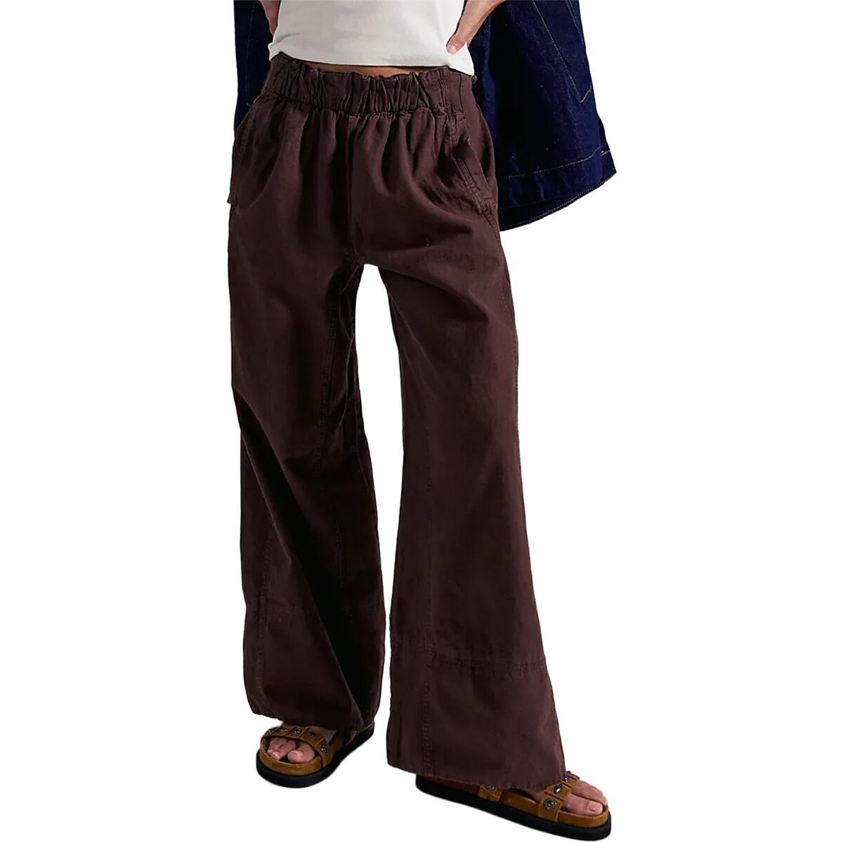 Image of Free People Days End Linen Pull On Pant - Women's Double Espresso, M