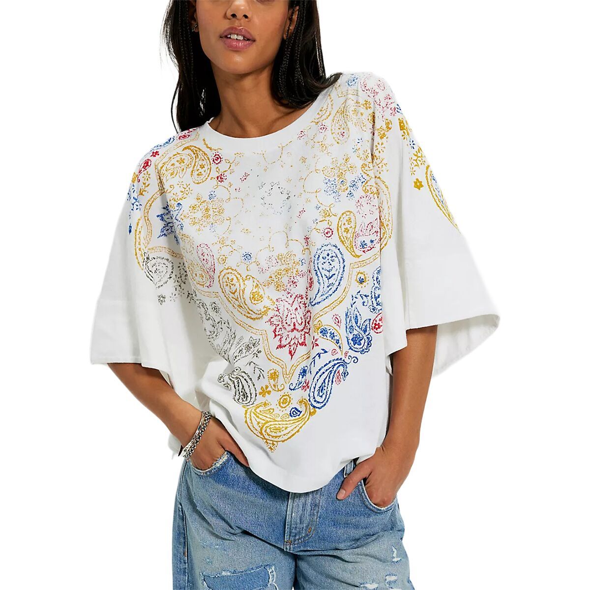 Image of Free People Heirloom Printed T-Shirt - Women's Ivory Combo, L