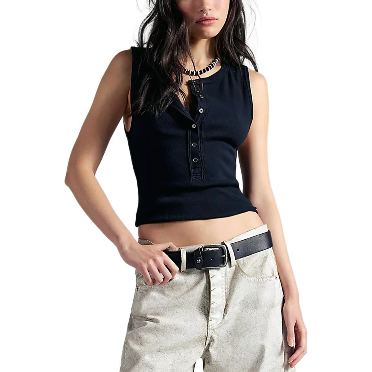 Image of Free People Jamie Henley Tank Top - Women's Pitch Black, XL