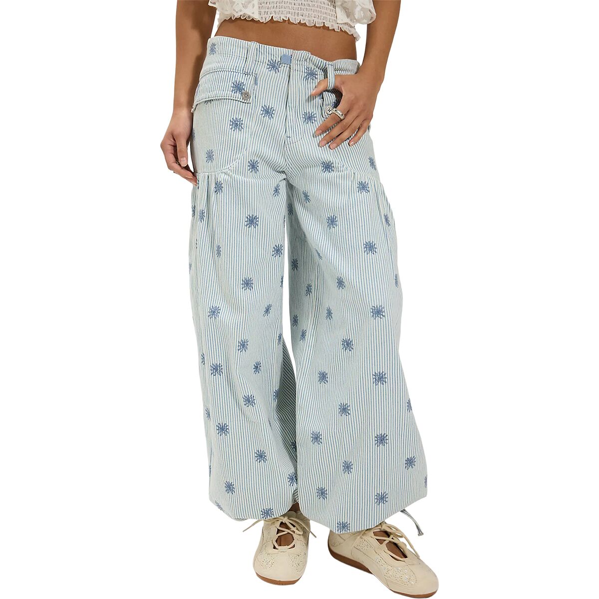 Free People Free People Lotus Embr Railroad Pant - Women's Indigo Railroad, 25