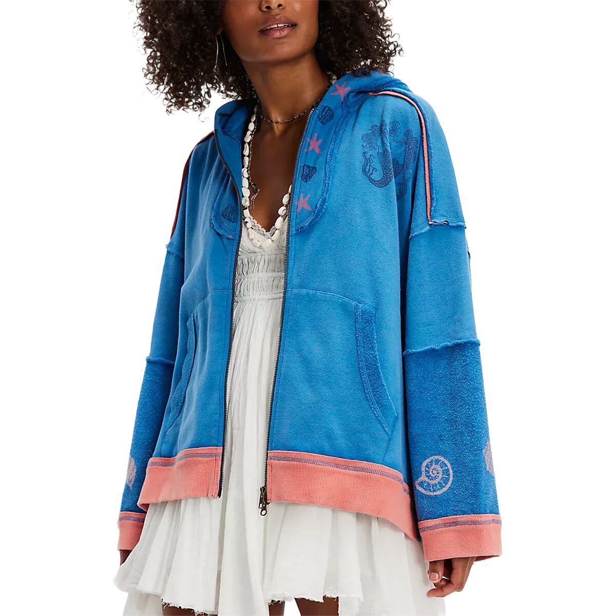 Image of Free People Seashell Cardi - Women's Blue Combo, L