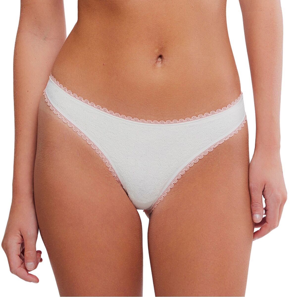Image of Free People Sweet Point Seamless Thong - Women's White Alyssum Combo, M/L