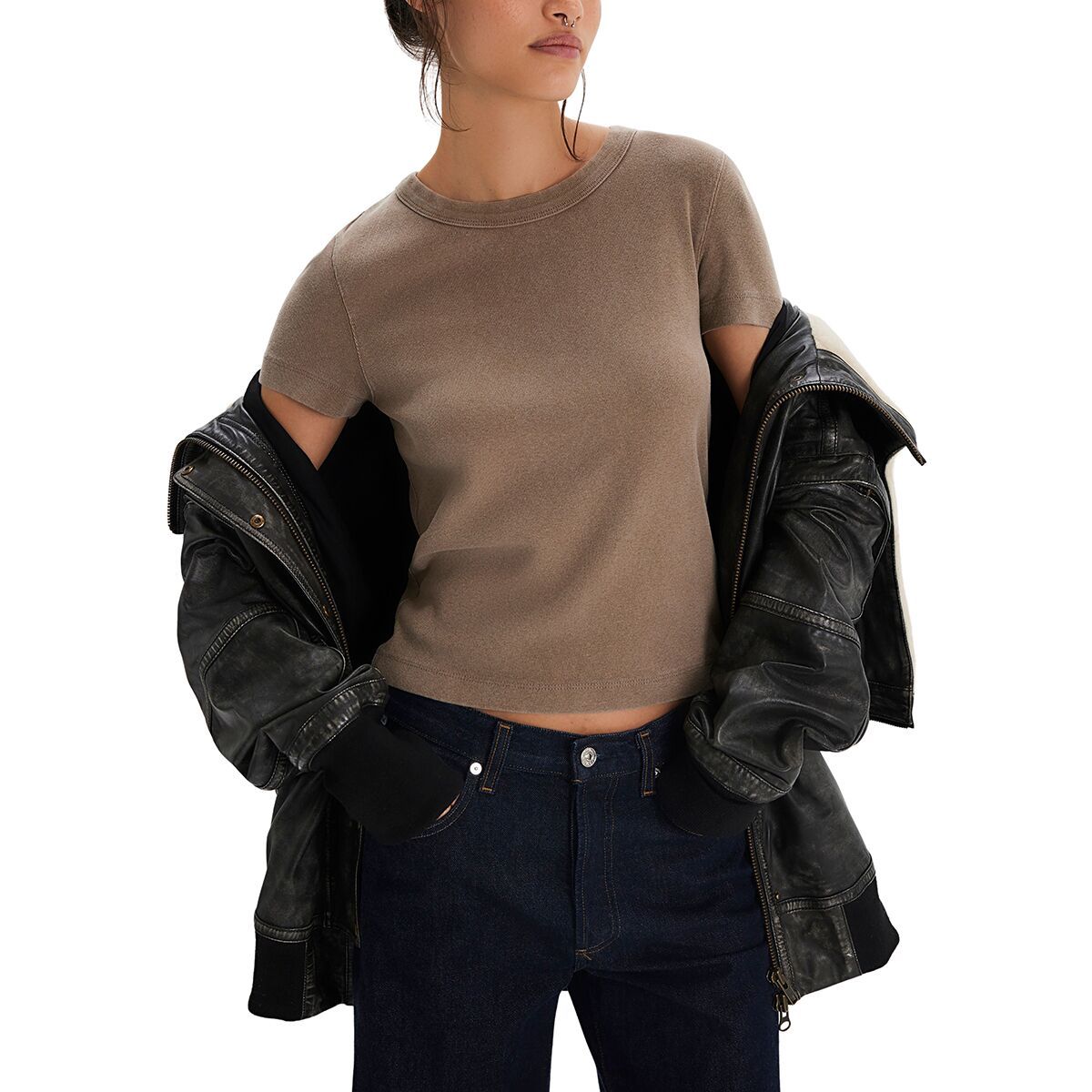 Image of Free People Atlas Crew T-Shirt - Women's Dusted Cocoa, XS