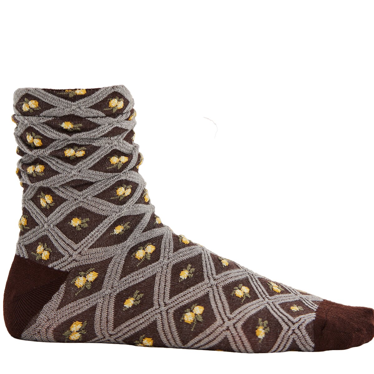 Image of Free People Floral Jacquard Trouser Sock- Women's Brown, One Size