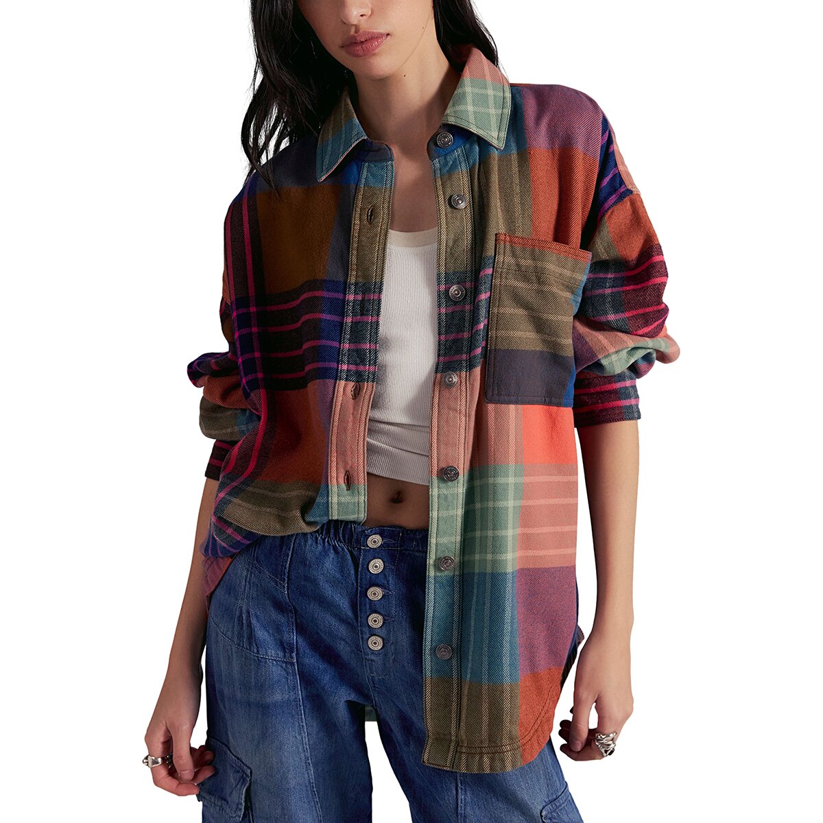 Image of Free People Ashley Plaid Shirt - Women's Ginger Combo, S
