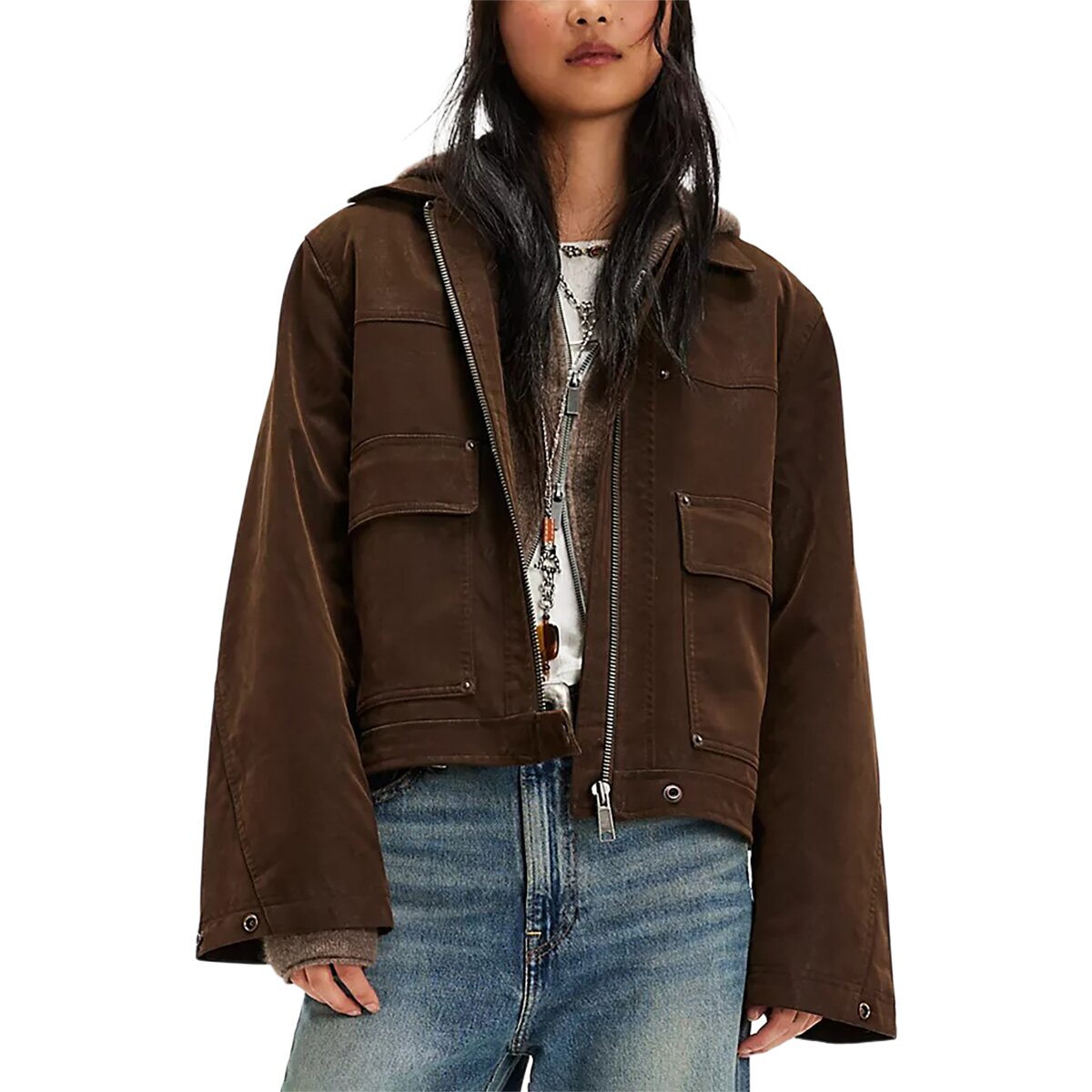 Image of Free People Blair Vegan Suede Sierra Jacket - Women's Chocolate Torte, XS