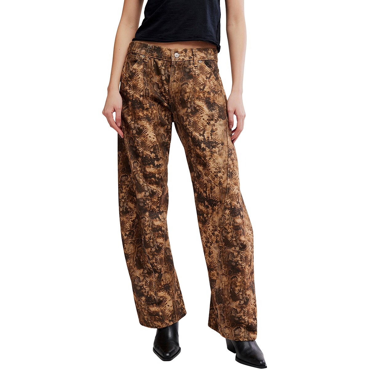 Image of Free People Fable Low Rise Bowed Jean - Women's Chocolate Brown Comb, 26