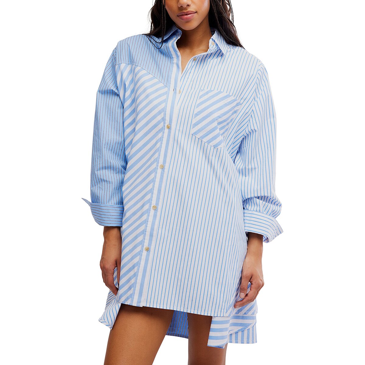 Image of Free People Oxford Club Mini Dress - Women's Cornflower Combo, XL