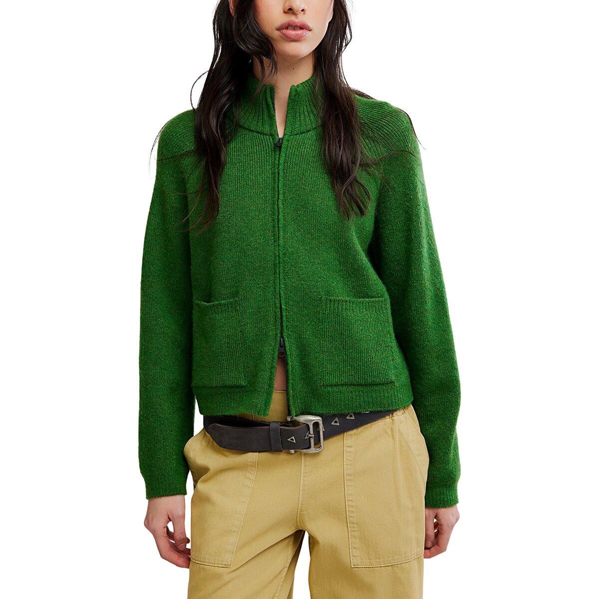 Image of Free People On It 1/2-Zip Sweater - Women's Forest Fairy, XL