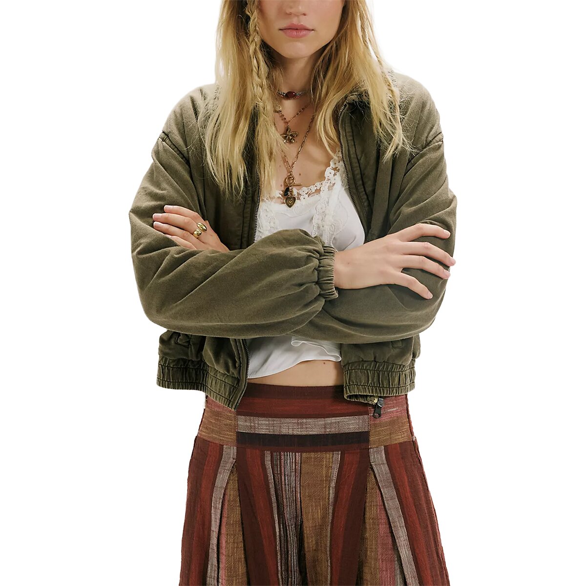Image of Free People Birdie Washed Jacket - Women's Olive Green, M