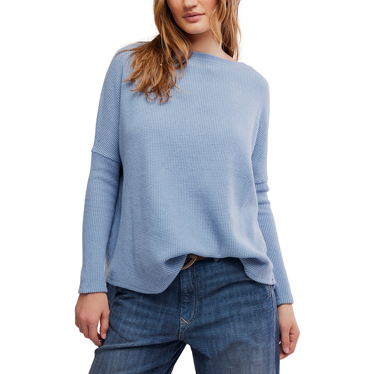 Image of Free People Latte Blues Solid Thermal Top - Women's Autumn Sky, XS