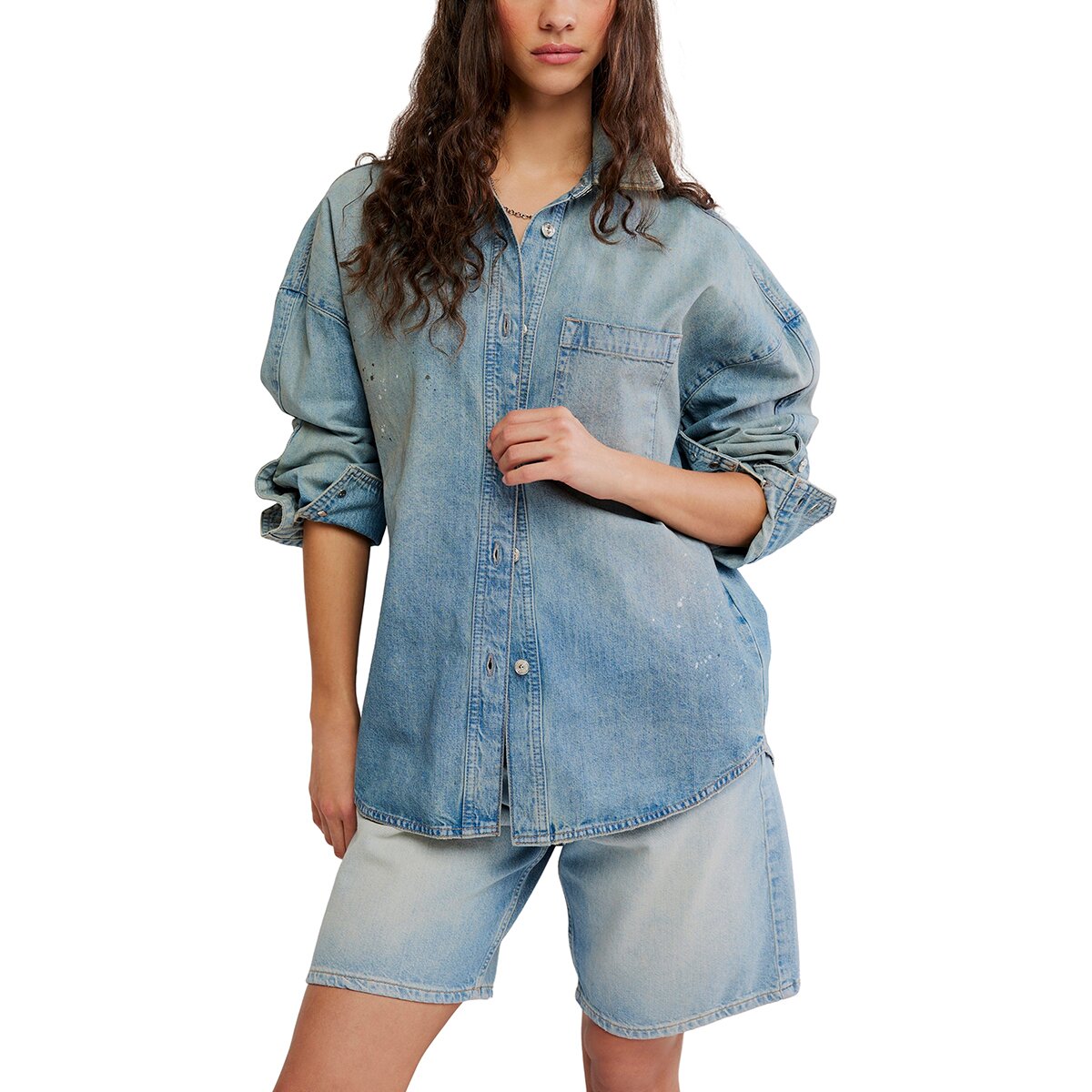 Image of Free People Rally Cocoon Top - Women's Denim Blue, XL
