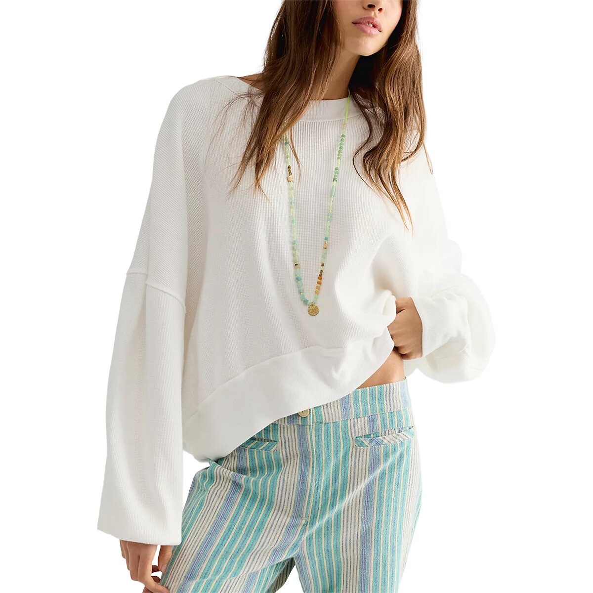 Image of Free People Skyline Tee Pullover Sweatshirt - Women's Clean Ivory, XL