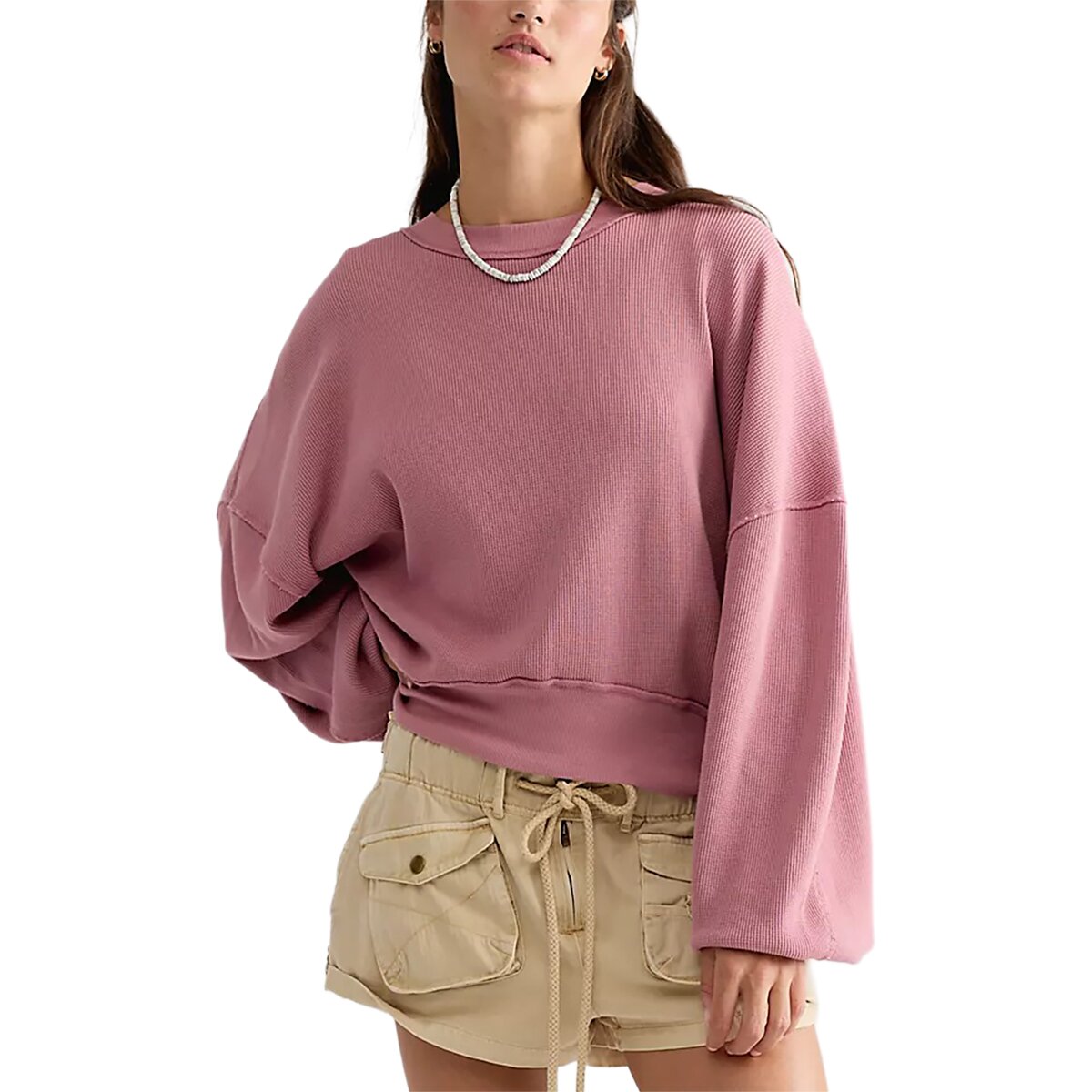 Image of Free People Skyline Tee Pullover Sweatshirt - Women's Rose Raisin, M