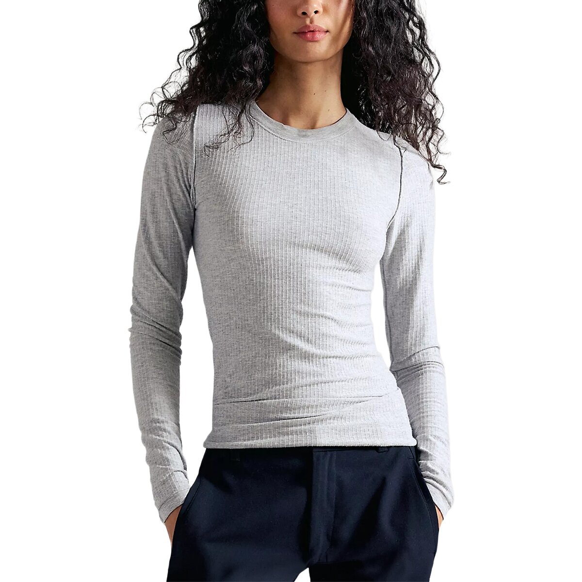 Image of Free People So Soft Seamless Long-Sleeve Top - Women's Heather Grey, XS/S