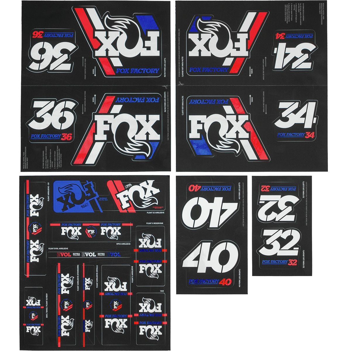Image of FOX Racing Shox Heritage Fork and Shock Decal Kit Red/White/Blue, One Size