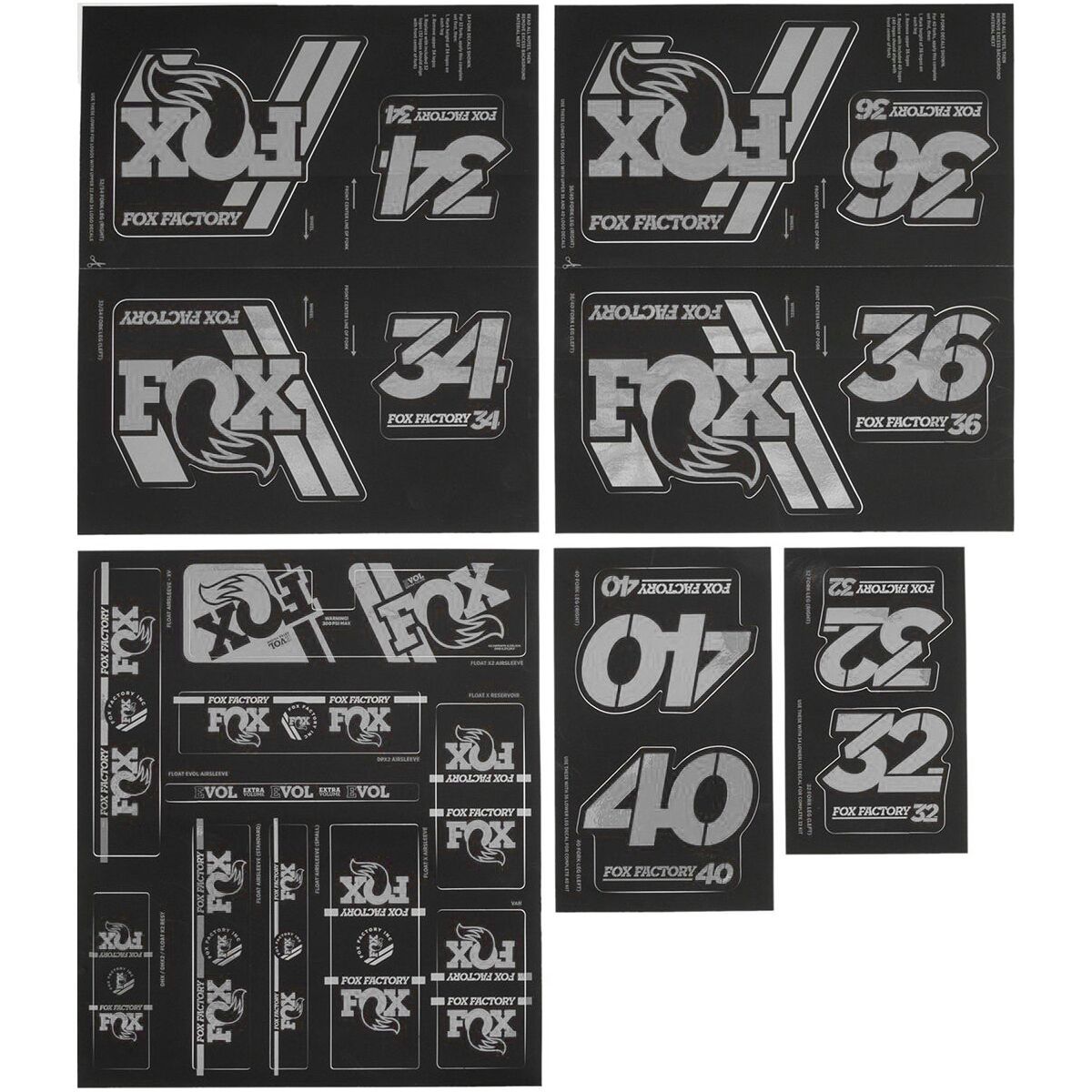 Image of FOX Racing Shox Heritage Fork and Shock Decal Kit Stealth, One Size