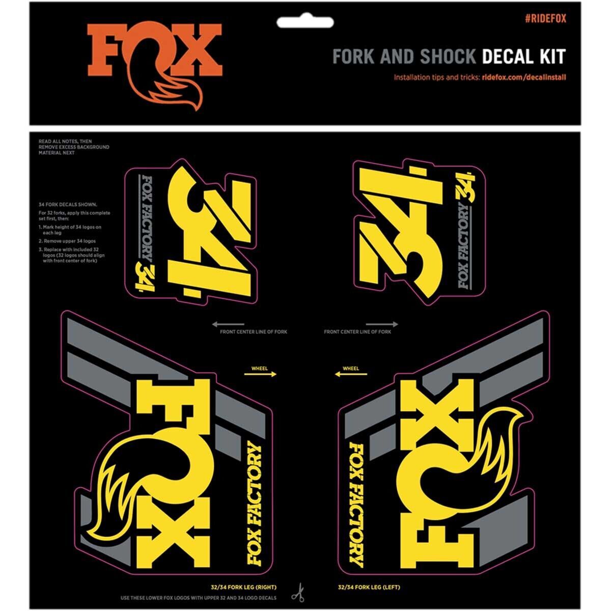 Image of FOX Racing Shox Heritage Fork and Shock Decal Kit Yellow, One Size