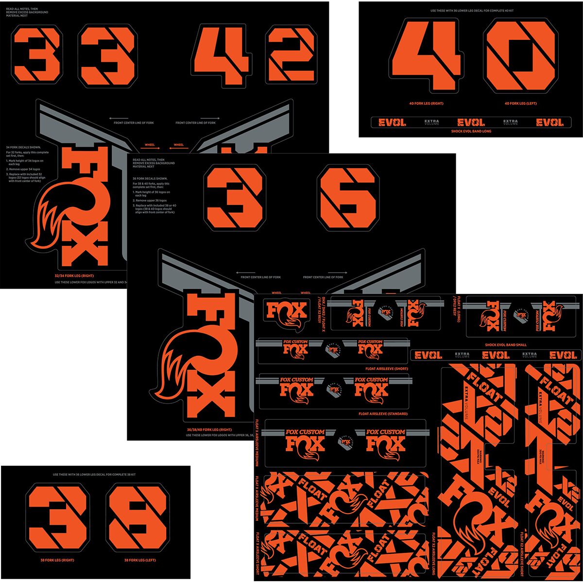 Image of FOX Racing Shox Fork & Shock Decal Kit Factory Orange, One Size