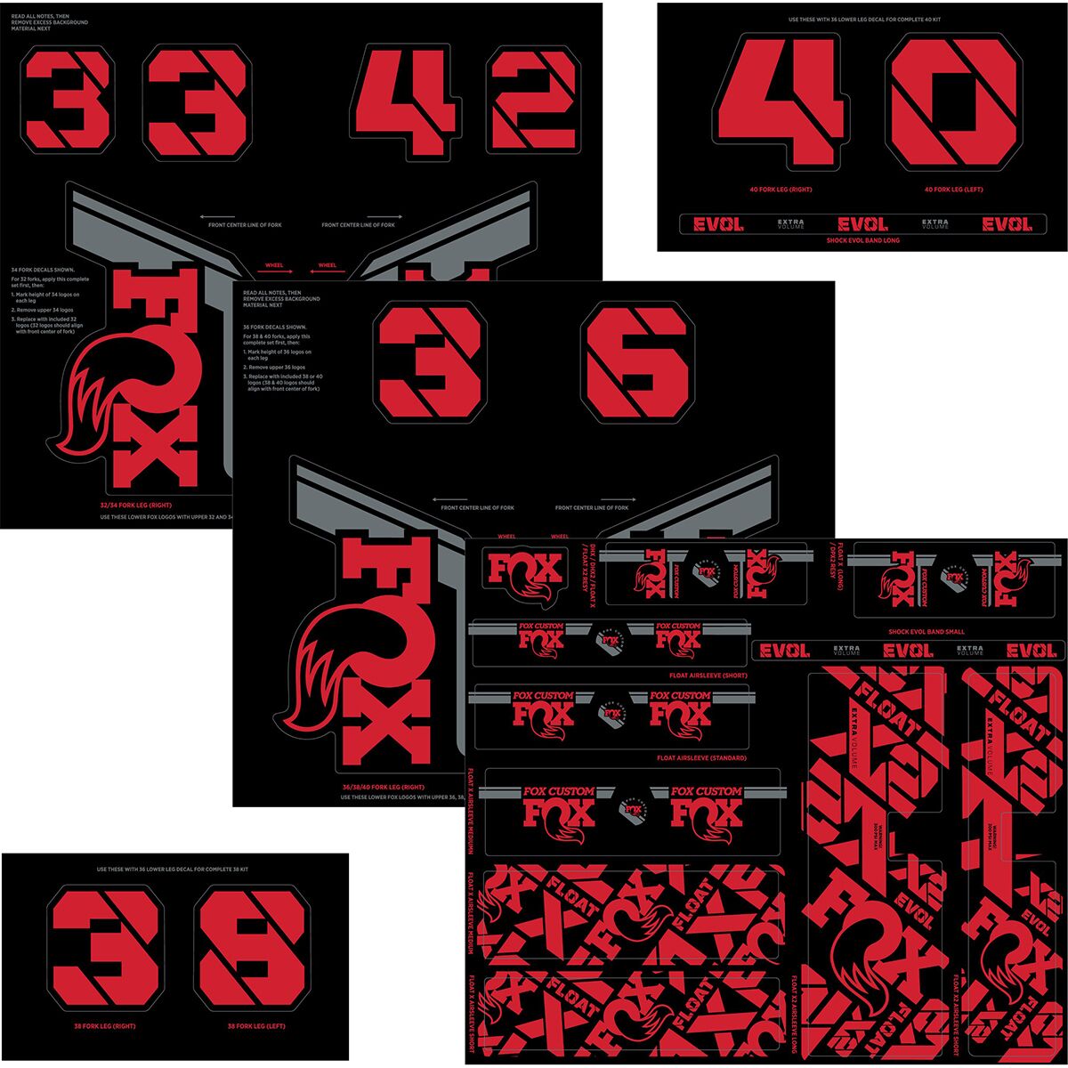 Image of FOX Racing Shox Fork & Shock Decal Kit Red, One Size