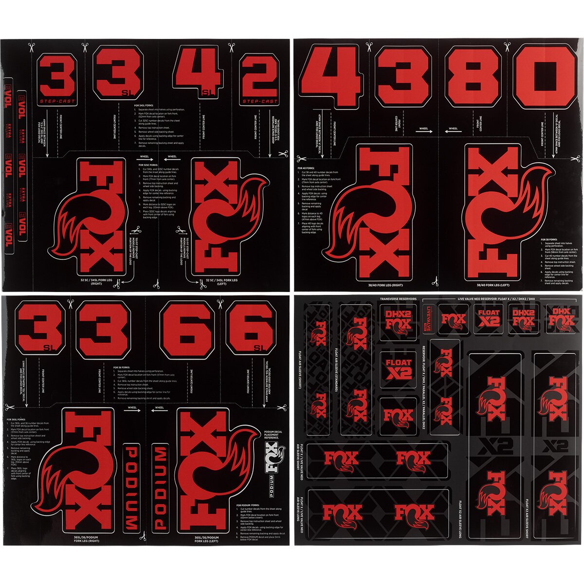 Image of FOX Racing Shox Fork and Shock Decal Kit Ignition Red, One Size
