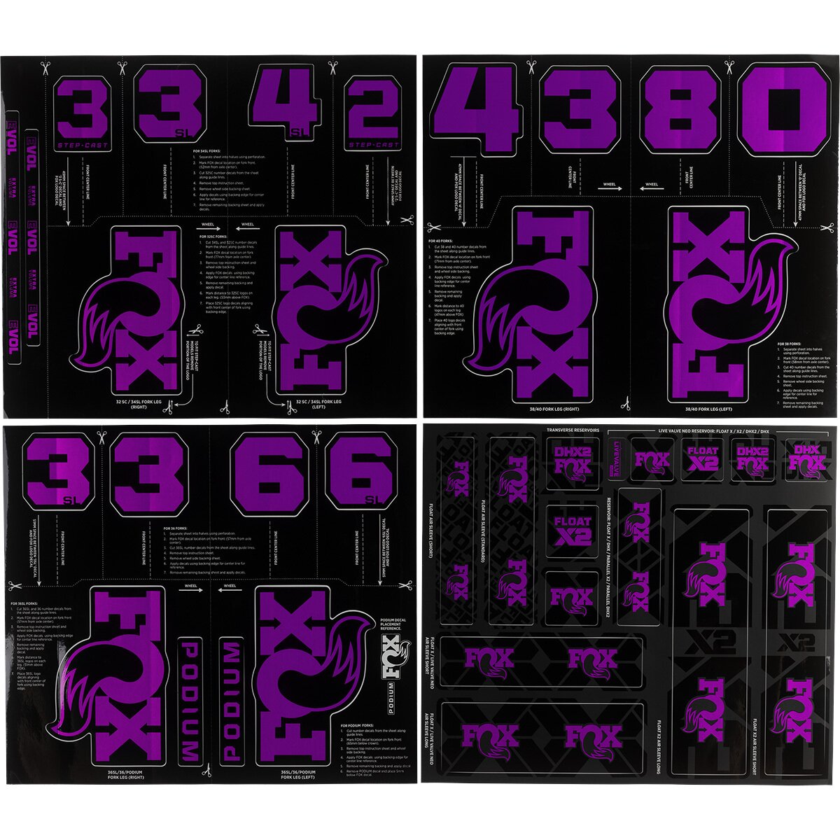 Image of FOX Racing Shox Fork and Shock Decal Kit Imperial Purple, One Size