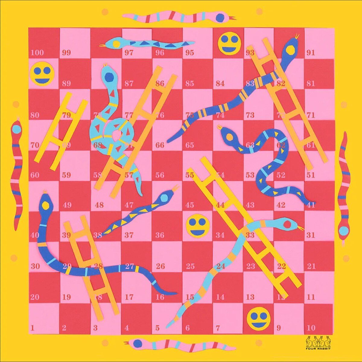 Image of Four Rabbit Bandana Snakes And Ladders, One Size