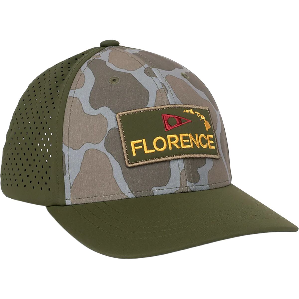 Florence Marine X Camo Airtex Trucker Hat Burnt Olive Camo, One Size