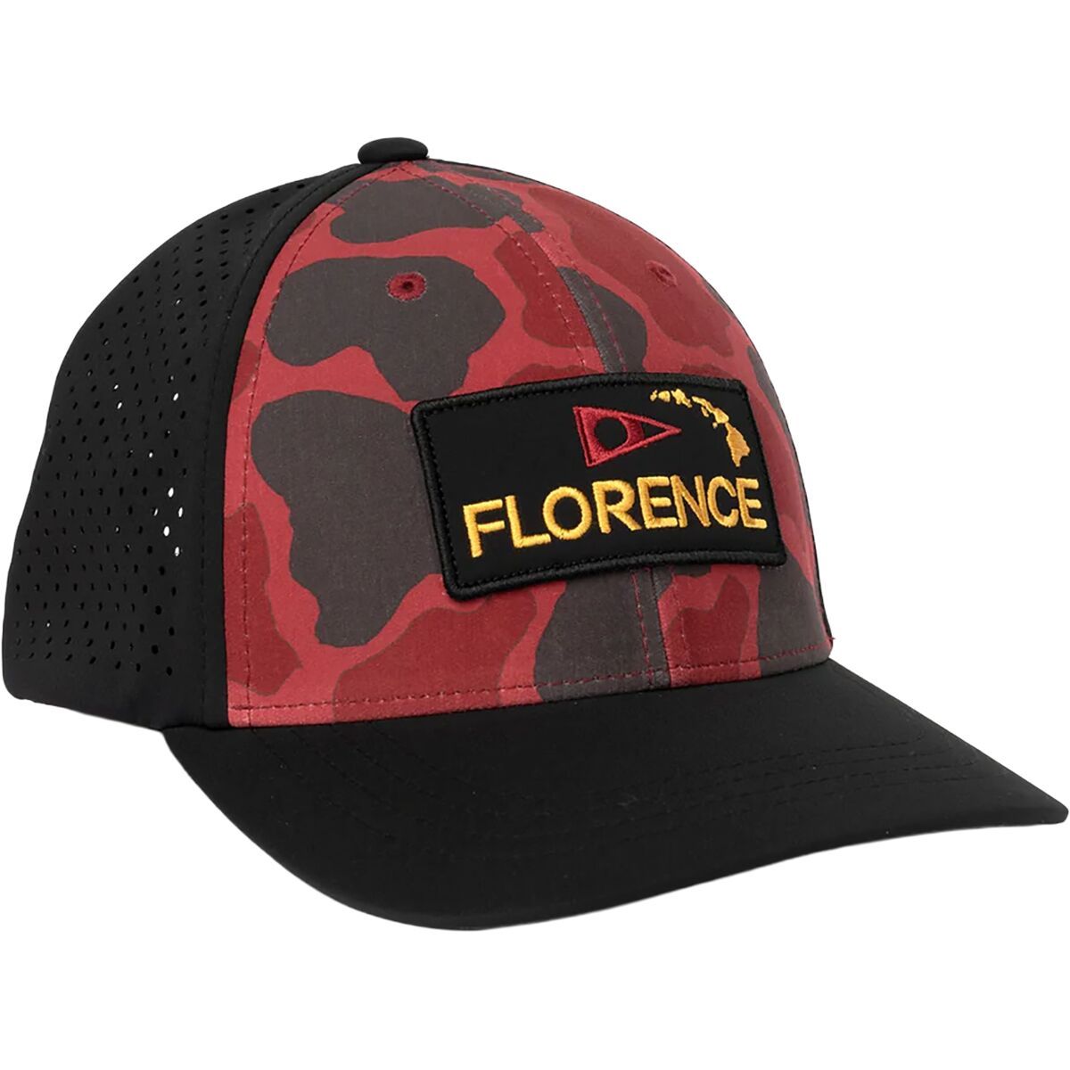Image of Florence Marine X Camo Airtex Trucker Hat Maroon Camo, One Size