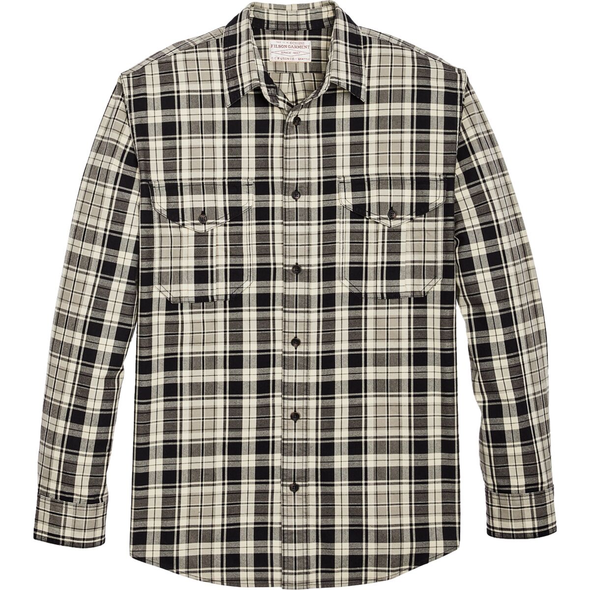 Filson Filson Lightweight Alaskan Guide Shirt - Men's Cream/Black/Gray Plaid, M
