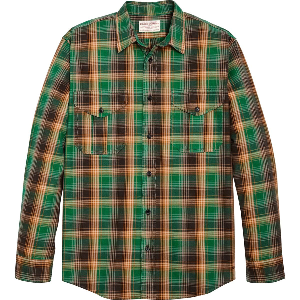 Image of Filson Lightweight Alaskan Guide Shirt - Men's Yellow/Green/Gray Plaid, S