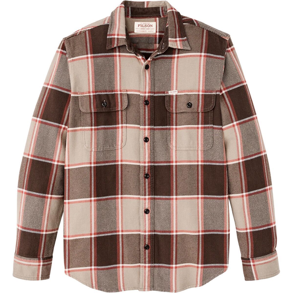 Image of Filson Vintage Flannel Work Shirt - Men's Tan Orange Multi, S
