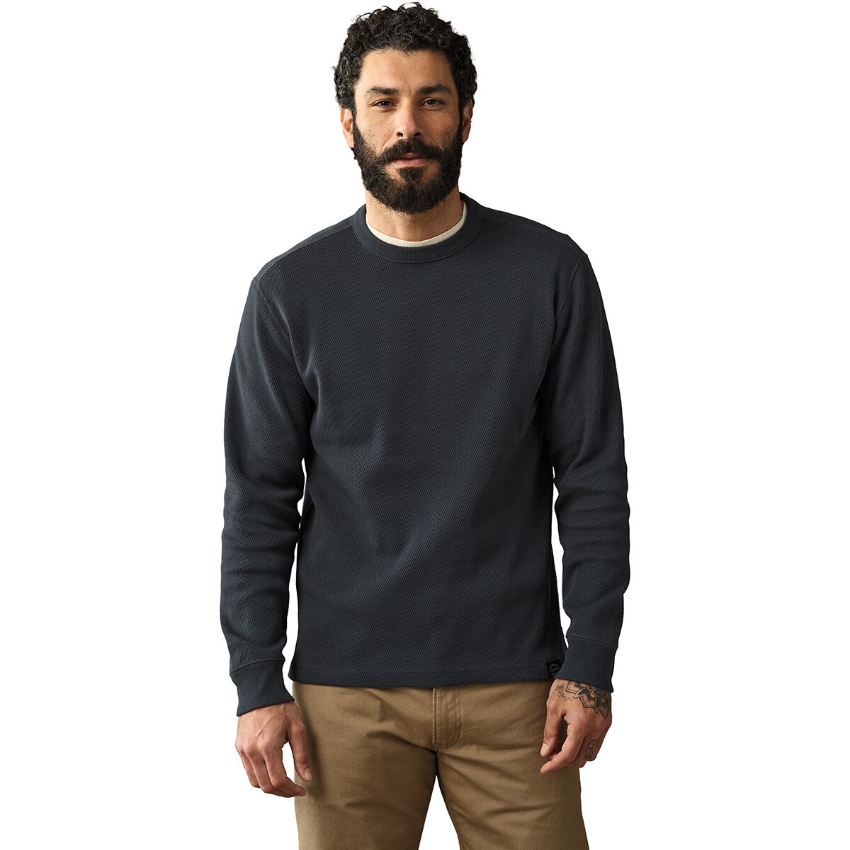 Image of Filson Waffle Knit Thermal Crewneck Top - Men's Blue Mussel, XL