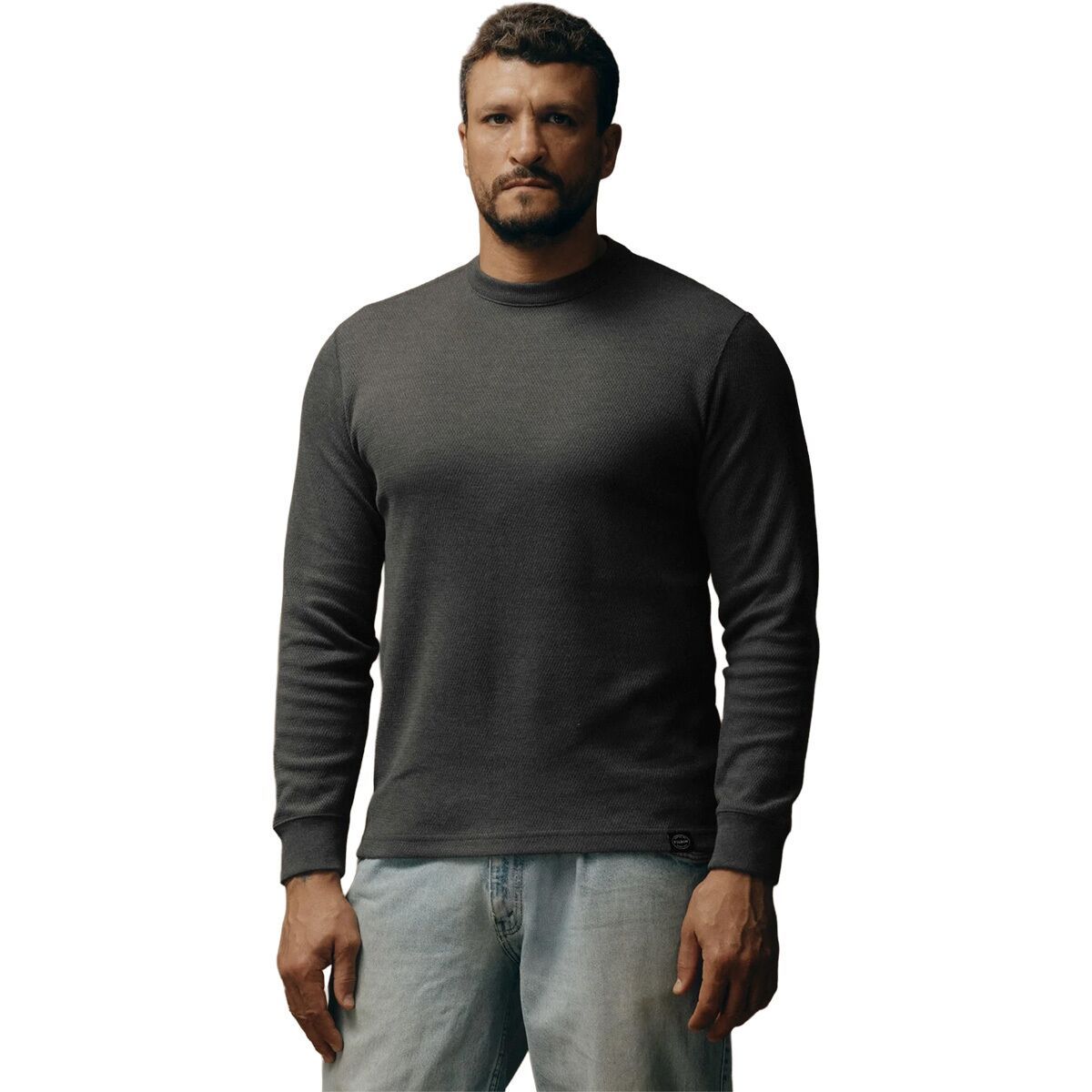 Image of Filson Waffle Knit Thermal Crewneck Top - Men's Charcoal, XL