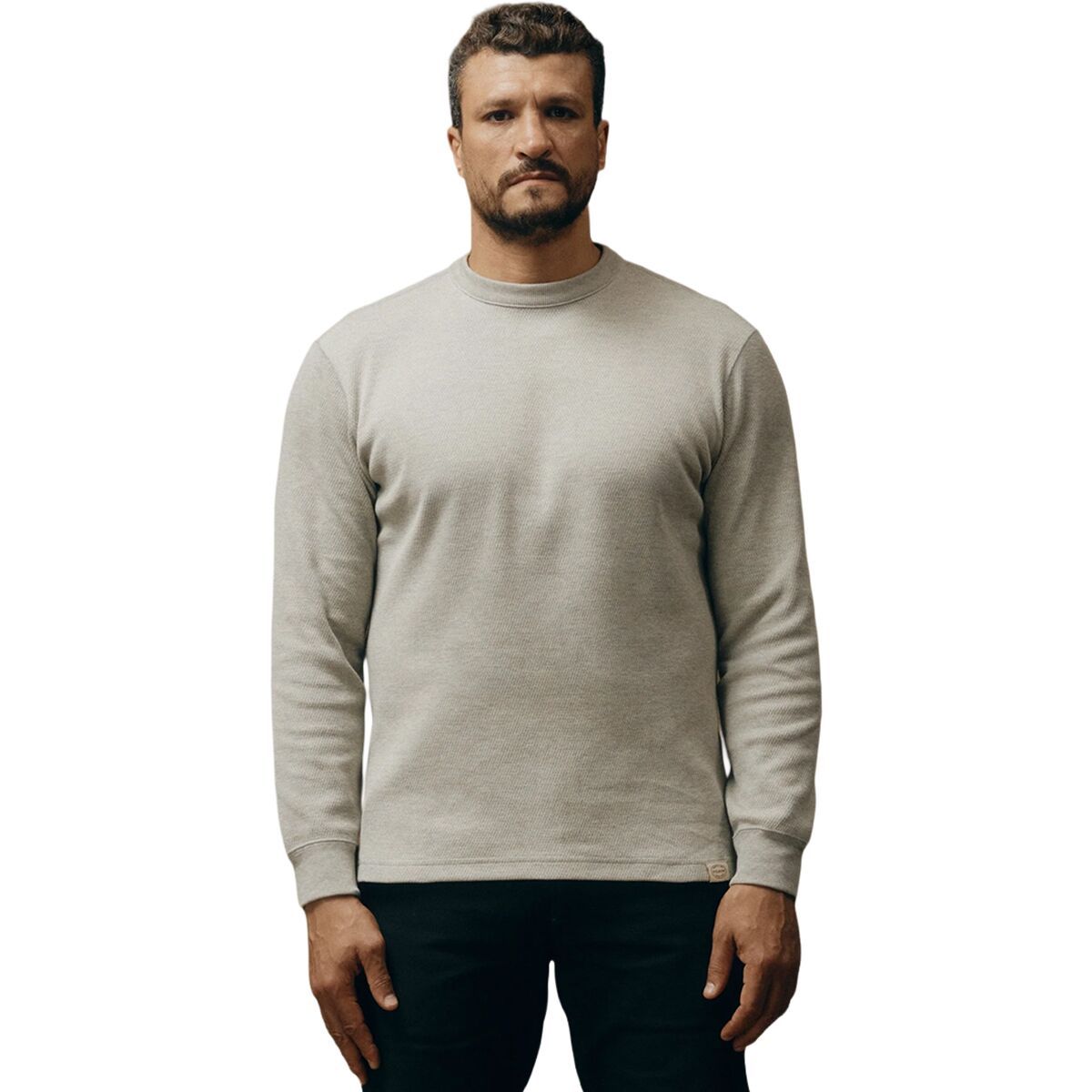 Image of Filson Waffle Knit Thermal Crewneck Top - Men's Light Heather Gray, L