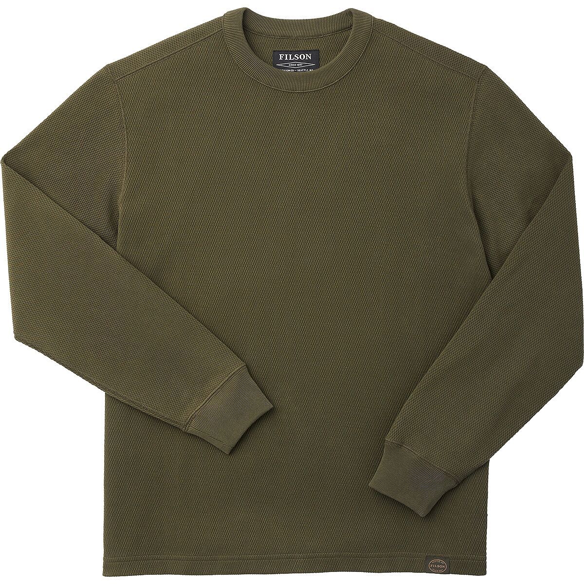 Image of Filson Waffle Knit Thermal Crewneck Top - Men's Mossy Rock, XL
